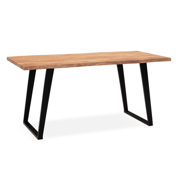 Rootz Massiiviakaasiapuinen ruokapöytä - Keittiön pöytä - Moderni muotoilu - Luonnonpuun syy, U-muotoiset metallijalat, Käsintehty - 120cm x 60cm x 76