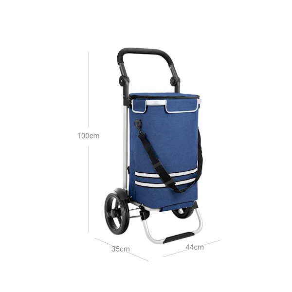 Rootz Shoppingvogn - Indkøbskurv - Sammenfoldelig indkøbsvogn - Med kølerum - Købmandsvogn med hjul - Sammenklappelig indkøbsvogn - 600D Polyester - B