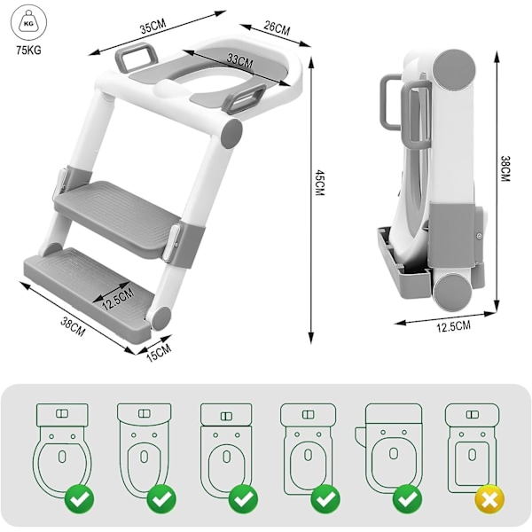 Rootz tillbehör för barntoalett - Träningssits för barn - Bärbar potta - PU-dämpning - Justerbara höjder - Stänkskydd - Fällbar - 32,5 cm x 15 cm