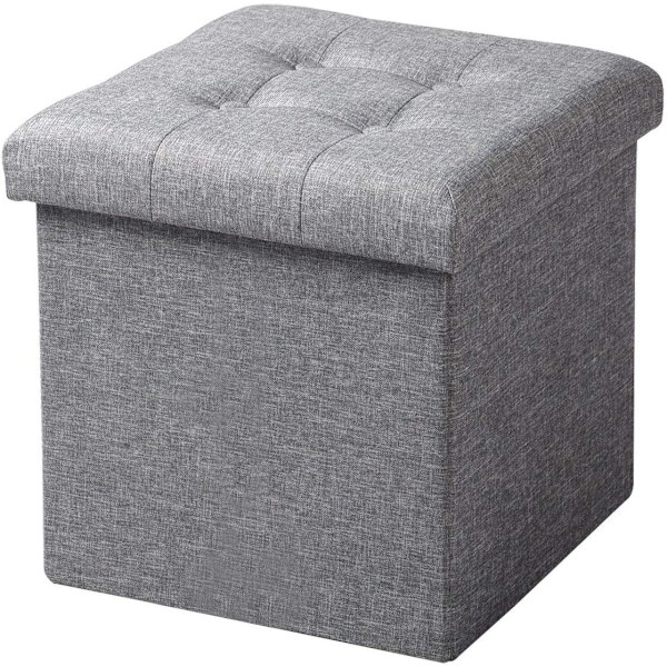 Rootz hopfällbar förvaringspall - ottomansk bänk - platsbesparande sits - MDF (E1) - 37,5 cm x 38 cm x 37,5 cm - andningsbart linneöverdrag