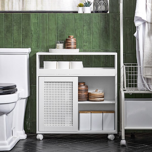 Rootz Opbevaringsskab til badeværelse - Smalt skab - Slank pladsbesparende - Justerbar hylde - 20x70x65cm - MDF - Opbevaring af toiletpapir