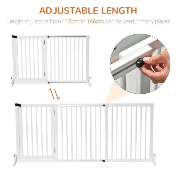 Rootz Pet Gate - Koiraportti - Koiran este - Turvaportti - Valkoinen - 113-166 x 36 x 71 cm