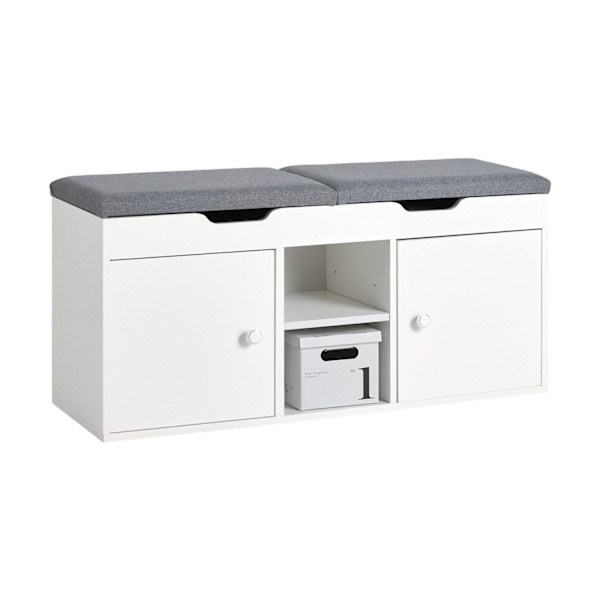 Rootz Shoe Opbevaringsbænk - Entrébænk - Skoorganisator - Justerbare hylder - Dobbelt sæde - Pladsbesparende - 100 cm x 48 cm x 34 cm
