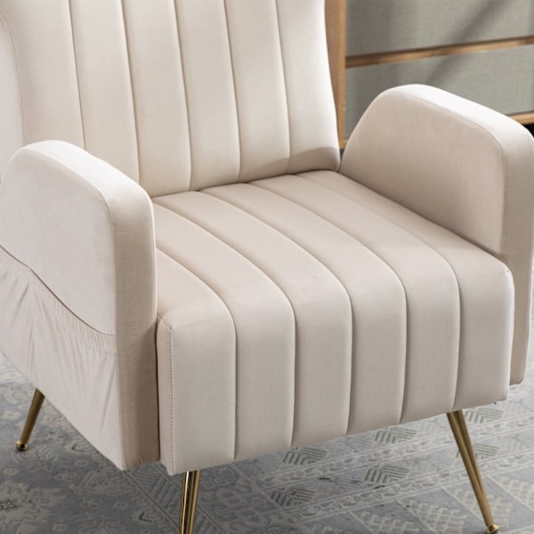 Rootz Elegant Velvet Fåtölj - Accent Chair - Guldben - Överlägsen komfort - 69cm x 72cm x 90cm - Tidlös design