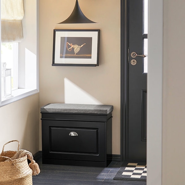 Rootz Skoskåpsbänk - Sko tippare - Skoorganisator - Kompakt design - Mångsidig förvaring - Bekväma sittplatser - 61cm x 51cm x 24cm