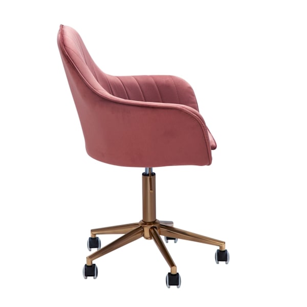 Rootz skrivebordsfløjl pink - Design drejestol med ryglæn - Arbejdsstol 120 kg højdejusterbar - Skalstol med hjul - Drejestol