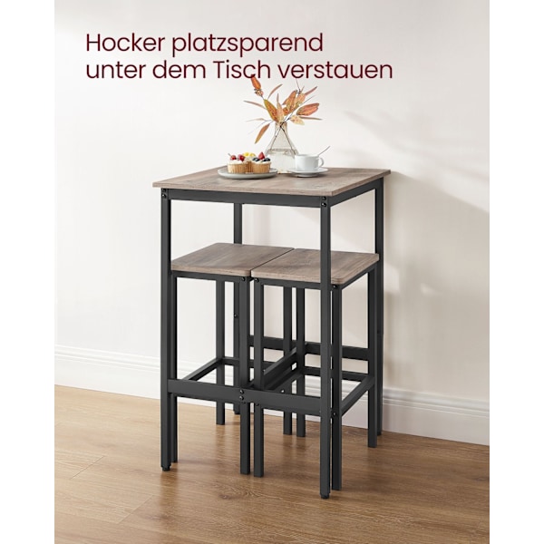 Rootz baaripöytäsetti - Greige kirjava mustemusta - lastulevy - Bistrojakkarat - Suuri kantavuus - 60cm x 60cm x 90cm