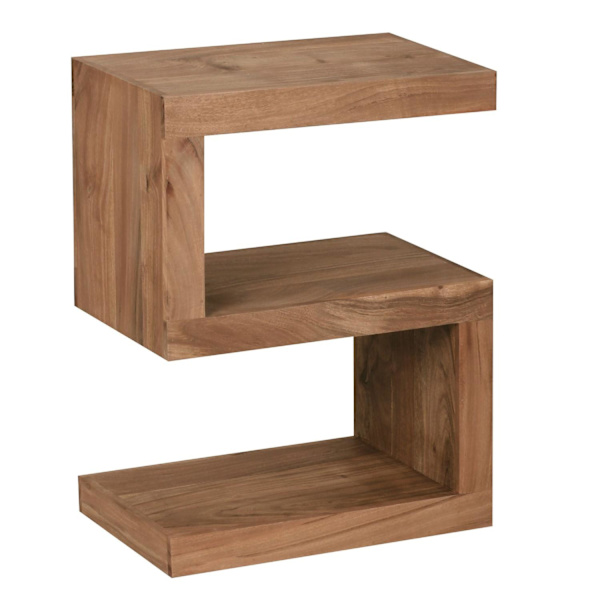 Rootz sidebord massivt træ akacie S Cube 60 cm højt stuebord design brunt sofabord i landlig stil