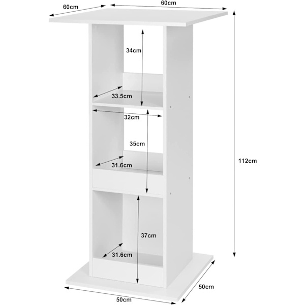 Rootz-baaripöytä säilytyshyllyillä - Laadukas puinen monitoiminen korkea neliöpöytä - Vettä hylkivä ja naarmuuntumaton - 60cm x 60cm x 112cm