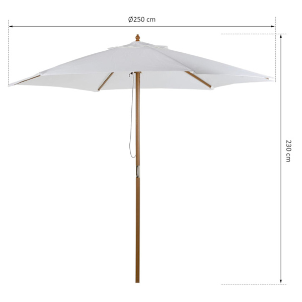 Rootz Parasol Tuinparasol - Crème - Bambus, Polyester - 98,42 cm x 98,42 cm x 90,55 cm