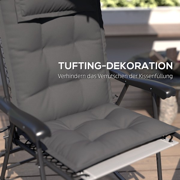 Rootz 2 stykker Sun Lounger Set - Garden Lounger Puder - polstrede puder - Vandafvisende, fade -resistent - 50x116x5 cm - Grå