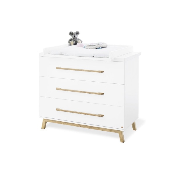 Rootz 'Riva' Changing Unit - Baby Dresser - Nursery Cabinet - MDF & Ash Wood - 3 lådor - Självmjuk nära - 115 cm x 58 cm x 98 cm