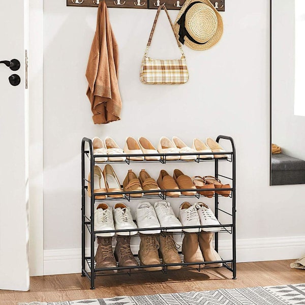 Rootz Skoställ - Metall Skoställ - Skoställ - Skoställ - 6 nivåer Skoställ - Stål - Svart - 68,5 x 27,5 x 65 cm