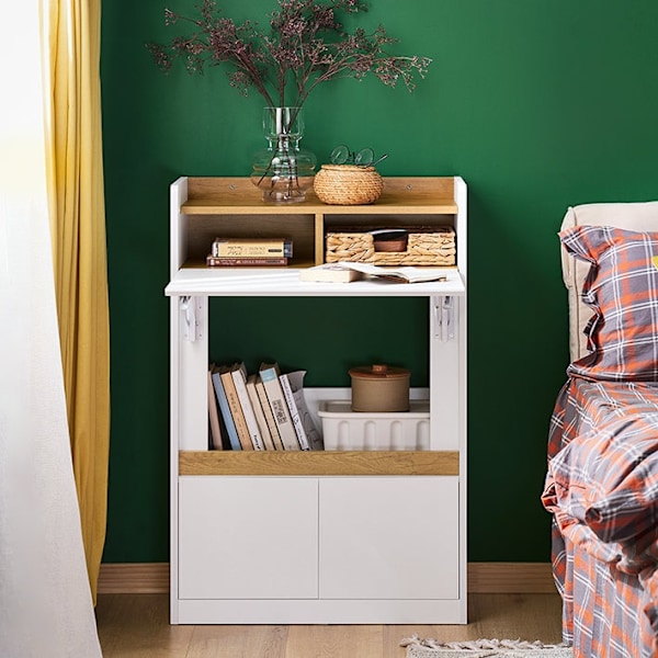Rootz multifunktionel foldet skrivebord - konvertibel hylde - bærbar bord - rigelig opbevaring - 63x93x67 cm - pladsbesparende løsning