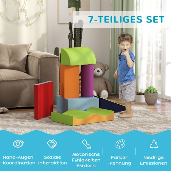 Rootz Soft Building Block Set - Skumblock - Interaktiv leksak - Stimulerar kreativitet - Flerfärgad - 40cm x 40cm x 20cm