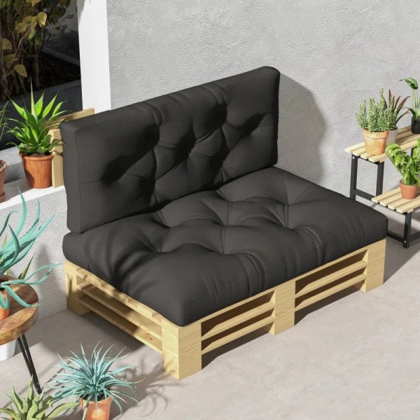 Rootz Sittdyna - Knappsömmar - Kuddstoppning - Polyesteröverdrag - Mjukt slät - Polyester - Mörkgrå - 120 x 80 x 12 cm