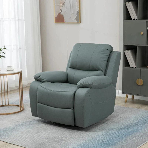 Rootz Relax Stol - Liggstol - Vardagsrumsstol - Med lutningsjustering - 360° vridbar - Polyester/skum/stål - Grön - 93 cm x 100 cm x 98 cm