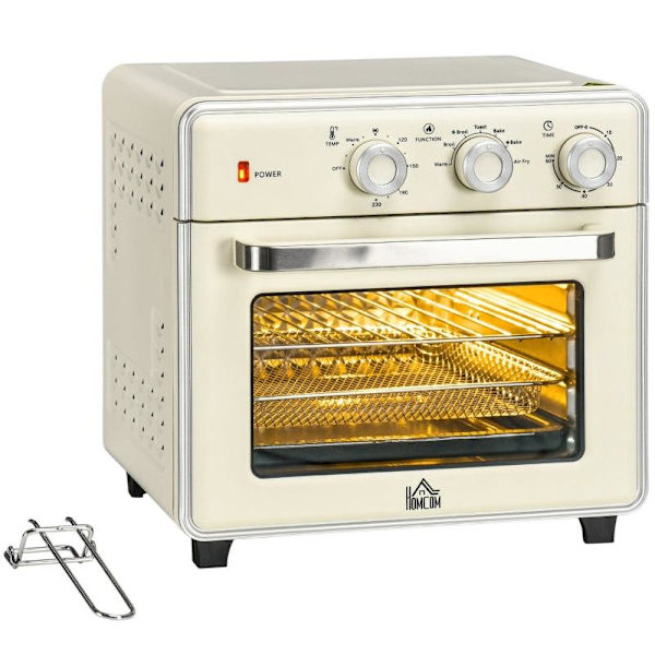 Rootz 5-i1 miniovn - 20 L Kapacitet - 1400w - 1 bagerist - 1 bageplade - 60 Min. Timer - Råhvid - 36L x 37,7W x 34,5H cm