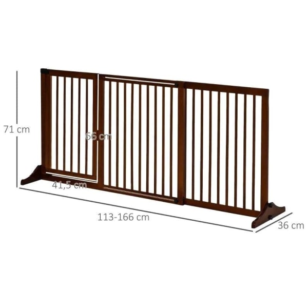 Rootz Barrier - Koiran kaide - Koiran oven portti - Puinen turvaportti - Vapaasti seisova koiraportti ovella - Konfigurointiportti - Ruskea - 113-166