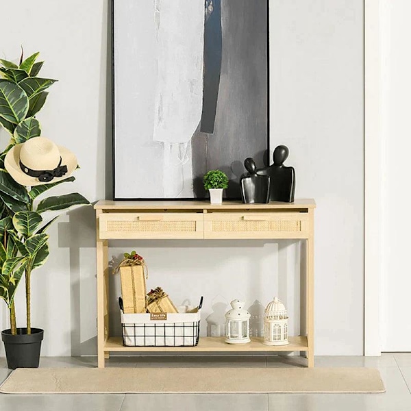 Rootz Console Table - Side Table - Bedroom Console Table - 2 Drawers - Sideboard Entrance - 100 x 30 x 76 cm
