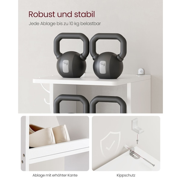 Rootz spånplade skostativ Organizer - Hvid - Opbevaringsstander - Pladsbesparende - 30 cm x 26,4 cm x 110,4 cm