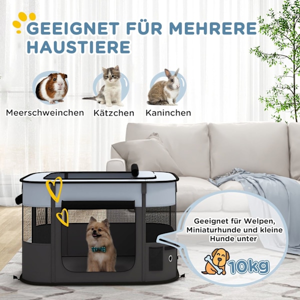 Rootz Foldbart Pet Play Run - Puppy Playpen - Kitten kabinet - Ventileret - 94x74x60cm - bærbar med opbevaringspose til indendørs/udendørs brug