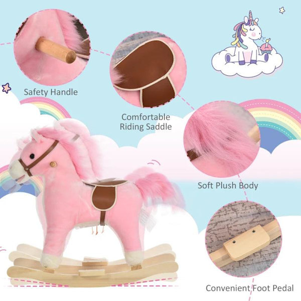 Rootz Children Gyngehest - Pink - Plys, træ, stål - 25,59 cm x 12,79 cm x 24,01 cm