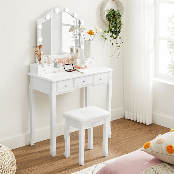 Rootz Flawless Makeup Vanity Set - Beauty Station - Kosmetikbord - MDF-konstruktion - 80cm x 40cm x 139cm