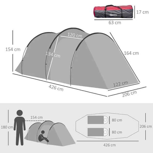Rootz Camping Teltta - Pop Up -teltta - 2-3 henkilöä - Eteinen - Makuutila - Vedenpitävä - Kantokassi - Polyesteri-lasikuitu - Tummanharmaa - 426L x 2