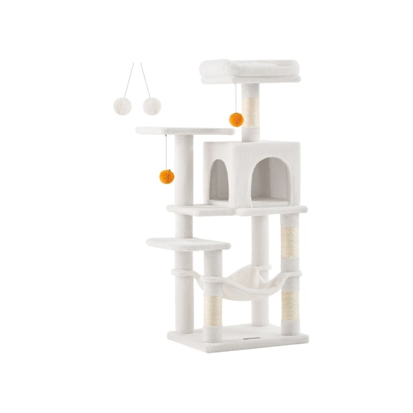 Rootz Cat kradsestolpe - Cremehvidt kattetræ - Katteklatretårn -