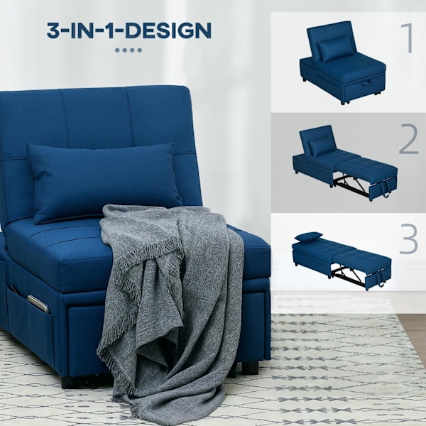 Rootz 3 -i -1 vikbar stolbädd - Recliner - Chaise Longue - Justerbart ryggstöd - 65,5L x 104W x 81H cm - Bärbar med hjul och sidficka