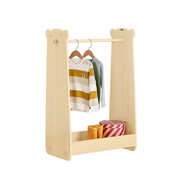 Rootz Kids Tøjstativ - Børnetøjsstativ - Hængestang - Massiv træstang - Skoopbevaring - 71 cm x 110 cm x 40 cm