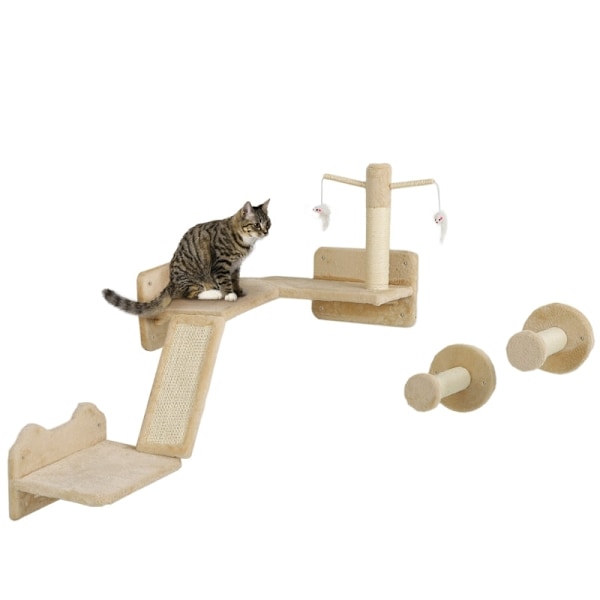 Rootz Cat Climbing Wall Set - Väggmonterat kattträd - Cat Activity Center - Utrymmesbesparande design - 110cm x 56cm x 73cm