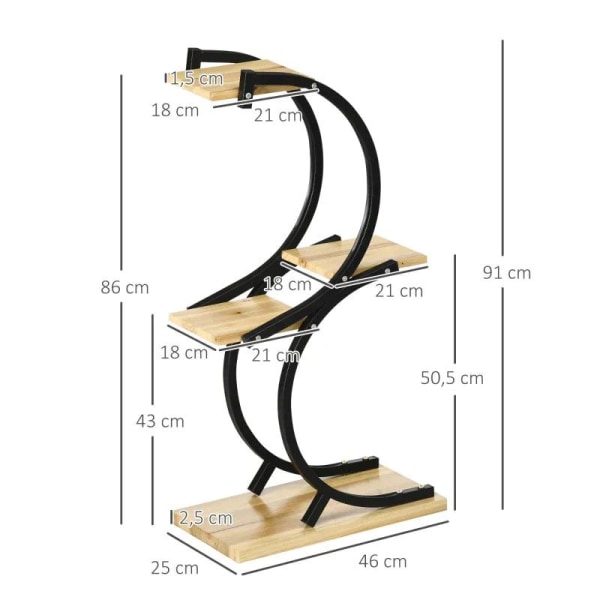 Rootz Flower Stand - Plantestativ med 4 hylder - Massivt træ - V