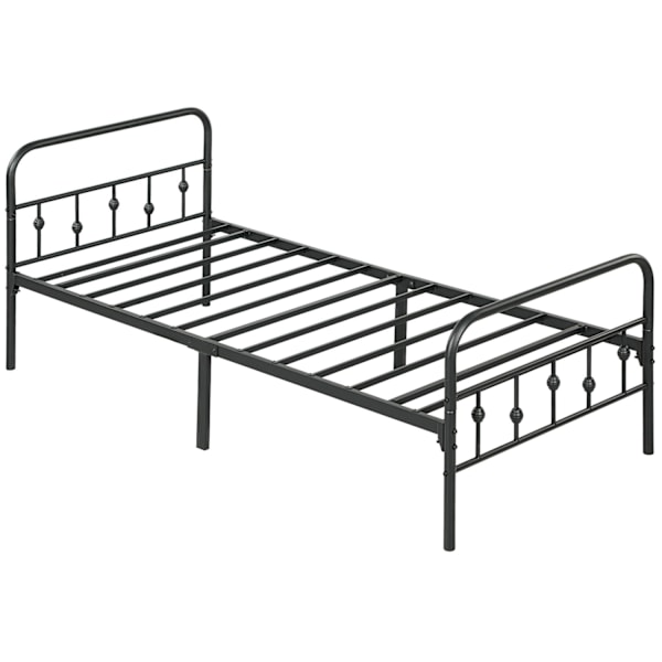 Rootz Metal enkelbäddsram - svart säng - tyst ram - enkel montering - 206,9 cm x 91,8 cm x 82,5 cm - 32 cm lagringsutrymme