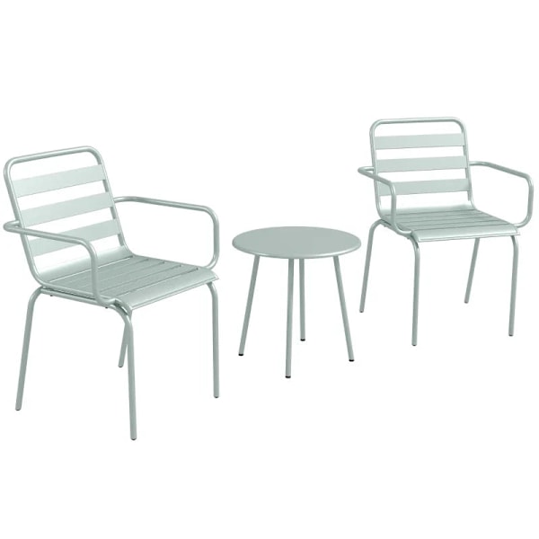 Rootz Trädgårdsmöbler Set - Balkong Bistro Set - 2-delat - Fällbar - Modern Design - Soffbord - Stål - Grön - 51 x 58 x 78 cm