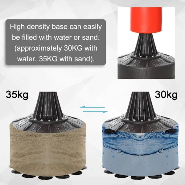 Rootz stående boksesæk - Sort, Rød - Pu, Pe, Hdpe - 34,64 cm x 18,89 cm x 80,7 cm