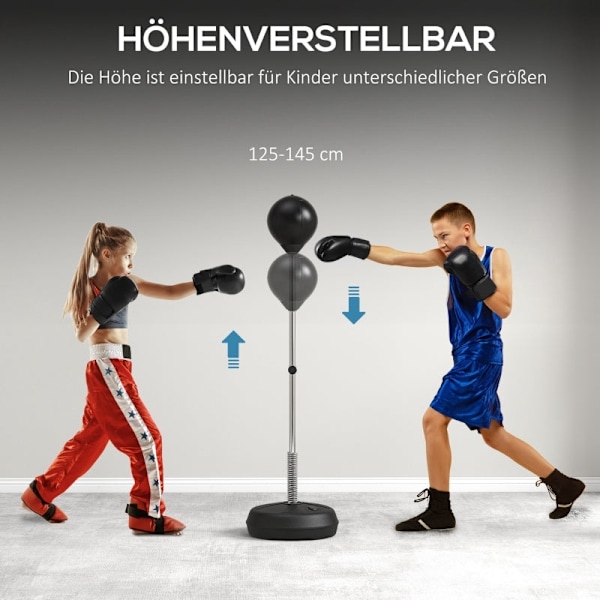 Rootz Bokseboldsæt - Boksetræner - Stressreduktion - Højdejusterbar - 3 kg - Kunstlæder - 24 cm x 30 cm - Sort
