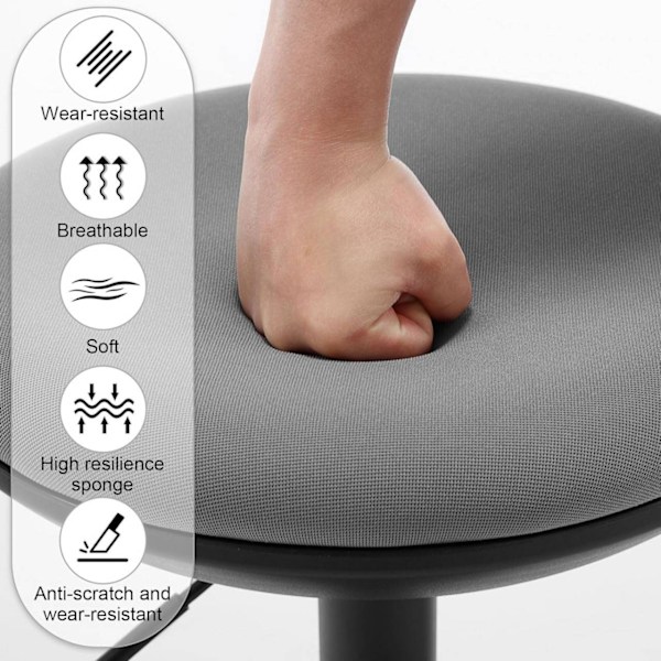 Rootz Swivel Bar Pall - Motpall - Roterande Barstol - Andas elastiskt tyg - Höjdjusterbar - 41cm x (64-85) cm x 41cm