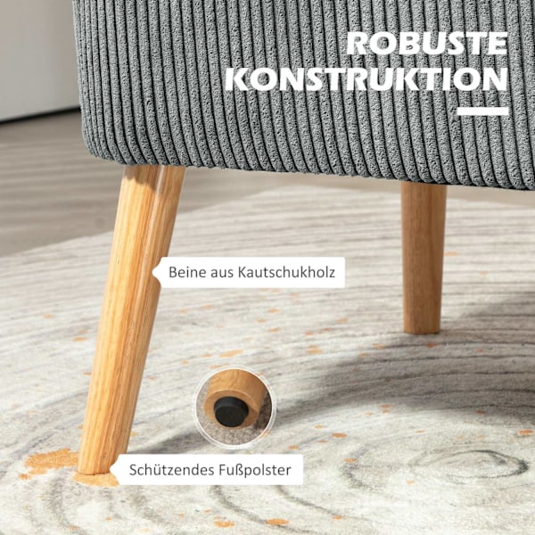 Rootz 2 -sædet polstret sofa - Loveseat - Compact Couch - Komfortabel polstring - 117 x 56,5 x 77 cm - Grå