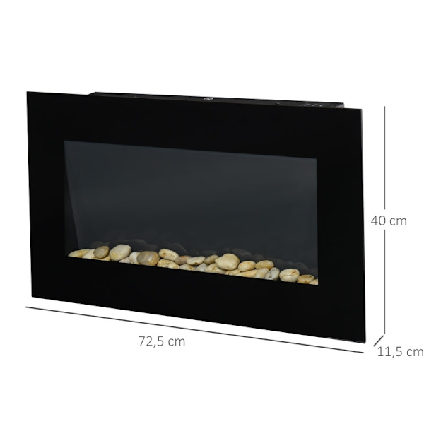 Rootz elektrisk pejs - Indendørs varmelegeme - Vægmonteret brandskærm - Sikker og stilfuld - 72,5W x 11,5D x 40H cm