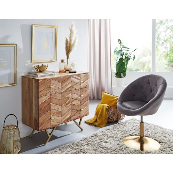 Rootz Skänk - Massivträ Acacia - Metall - Byrå - 3 lådor - 90 x 86,5 x 40 cm - Brun