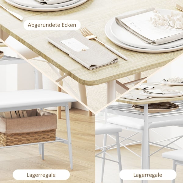 Rootz 4 -stycken matbordsset - Köksbord - Matsalet - vadderad komfort - 110W x 70d x 75 timmar cm bord, 40W x 50d x 80h cm stolar
