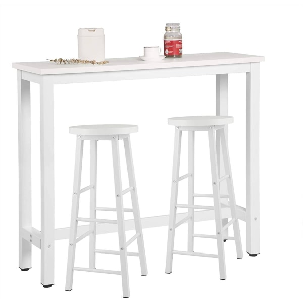 Rootz Modern Barbords- och pallset - Pubbordsset - Matsalsset i bänkhöjd - Robust metallstomme - Reptålig - Lätt att rengöra - 120 cm x 40 cm (Bord),