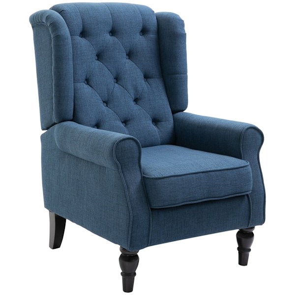Rootz Elegant Wing -stol - lænestol - Accentstol - Høj komfort - 74 cm x 86 cm x 102 cm - Blå