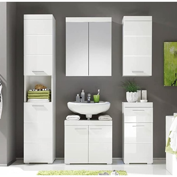 Rootz Badeværelsessæt - Badeværelsesskabe - Højglans - 163 x 190 x 34 cm White High gloss
