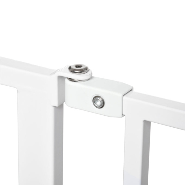 Rootz Dog Gate - Barriere - Tovejs åbning - Vægmontering - Snaps - Nem installation - Justerbar - Robust stålramme - Hvid - 73L x 76H cm