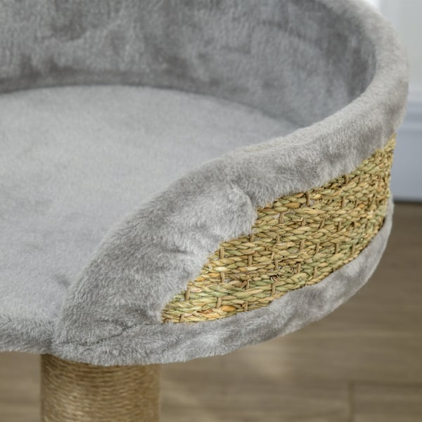 Rootz Scratching Tree Cat Bed - Cat Basket - Play Ball - Soft Plush Comfort - 40 cm x 40 cm x 49 cm - Grå, brun