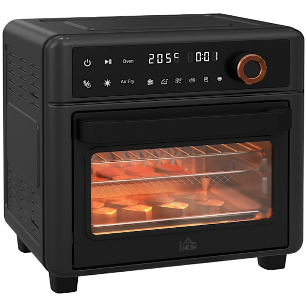 Rootz Black Mini Ugn - Air Fryer - Bänkskiva - 6 förinställningar - Jämn matlagning - Sparar tid och energi - 33,5 cm x 32 cm x 32,5 cm