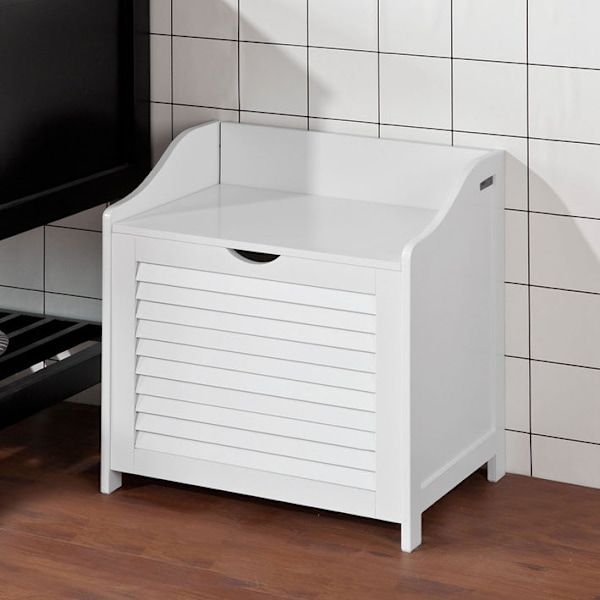 Rootz Tvättkista - Tvättuppsamlare - Tvättkorg - Vit MDF - Multifunktionell förvaring - Chic badrumsbänk - 50cm x 53cm x 35cm